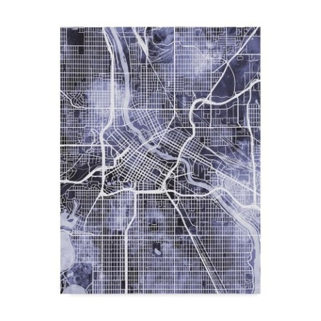 Michael Tompsett 'Minneapolis Minnesota City Map Blue' Canvas Art,18x24